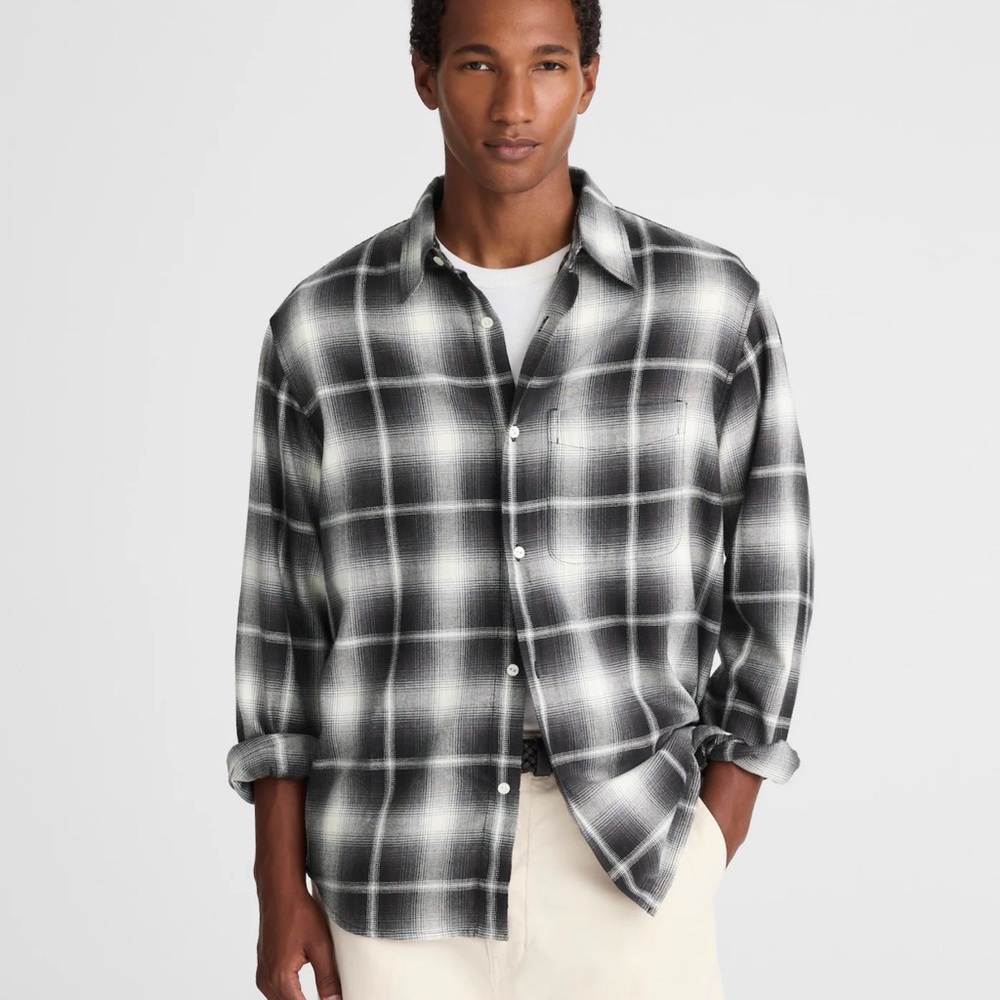 Madewell Lightweight Flannel Button-Up Shirt Almost Black Men’s Size XS‎ NWT